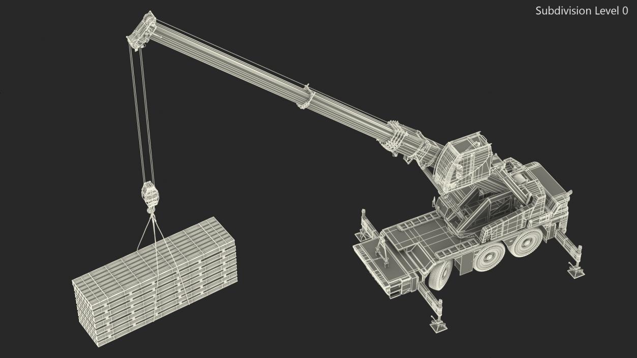 Mobile Crane Liebherr with Concrete Slab Rigged 3D