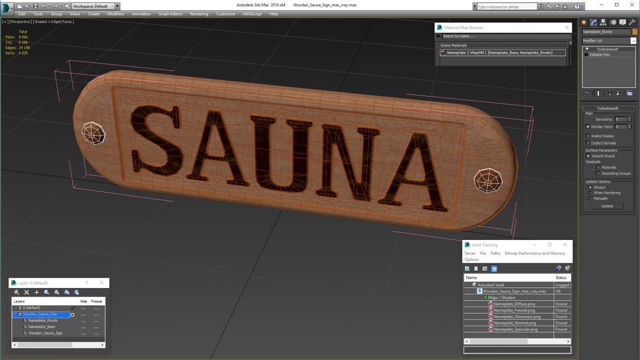 Wooden Sauna Sign 3D