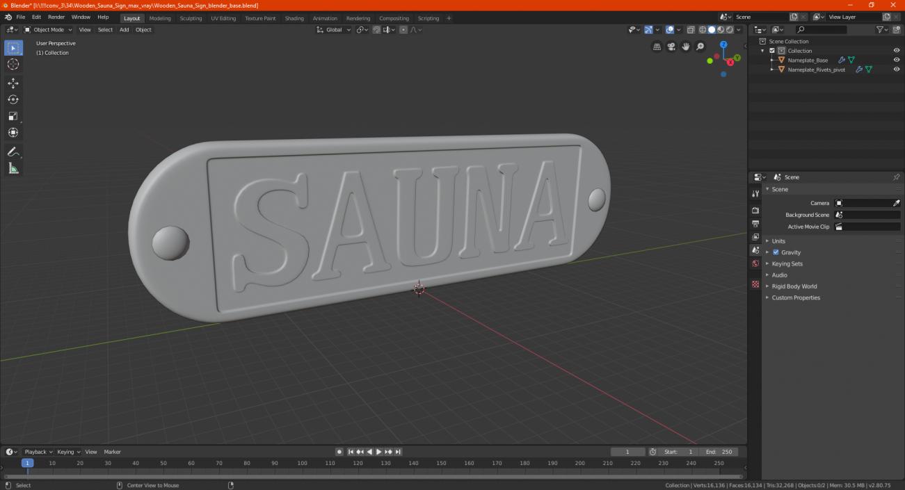 Wooden Sauna Sign 3D