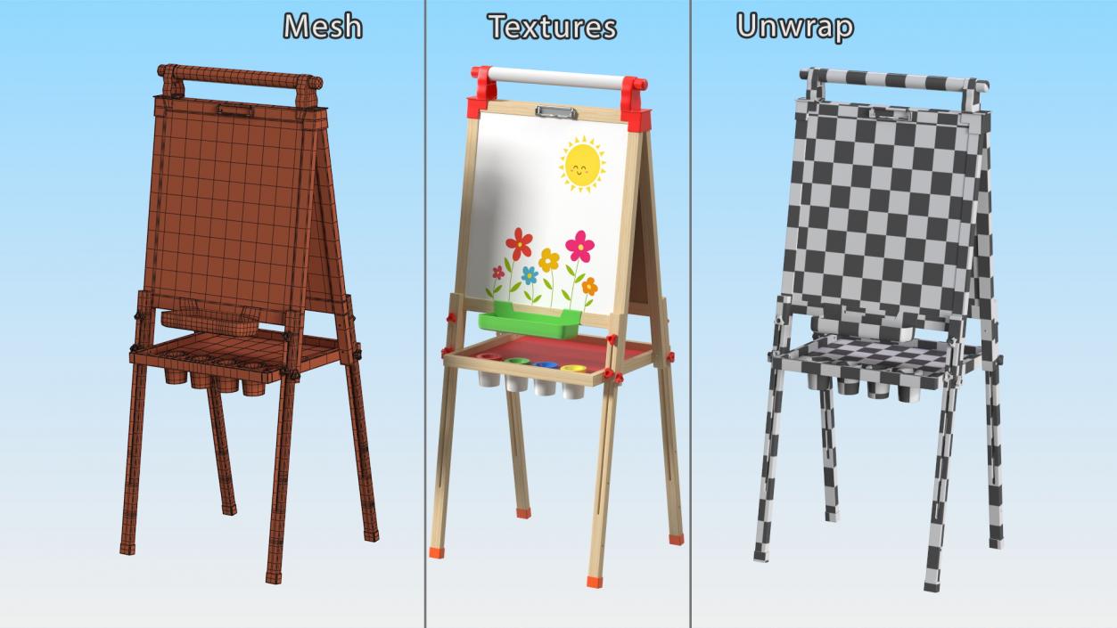 3D Easel Art Childrens Whiteboard 50 Inches with Picture model