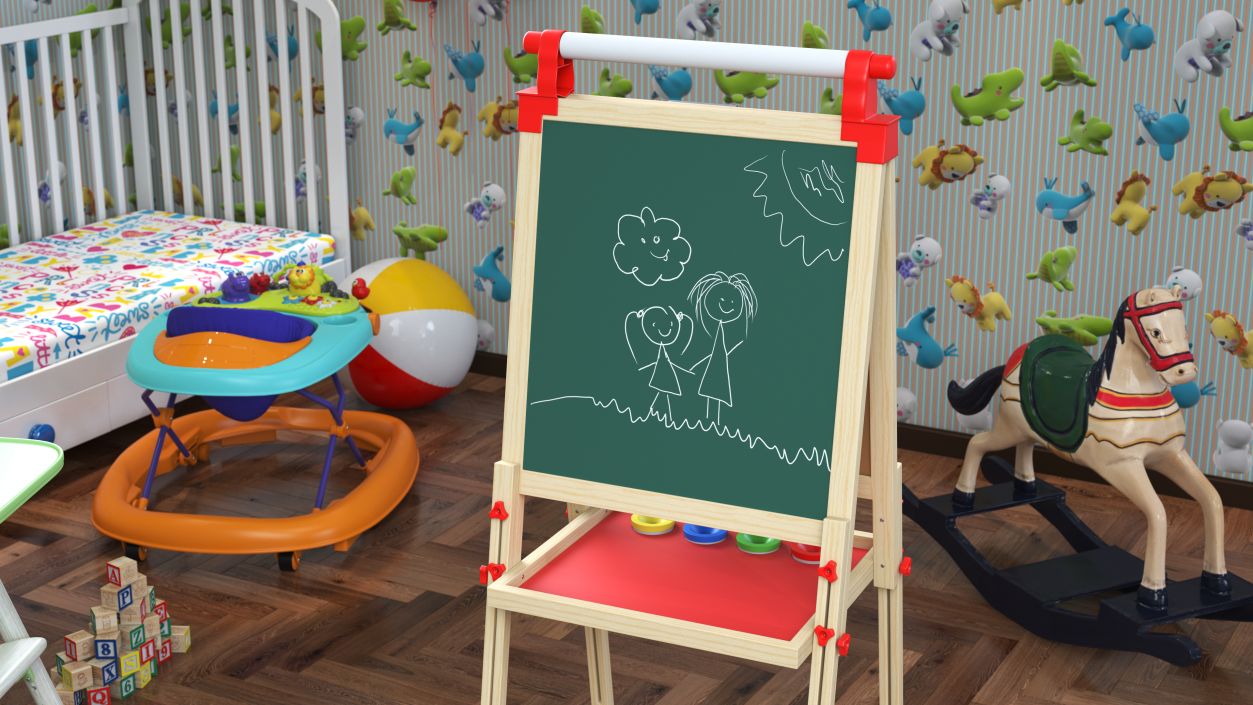 3D Easel Art Childrens Whiteboard 50 Inches with Picture model