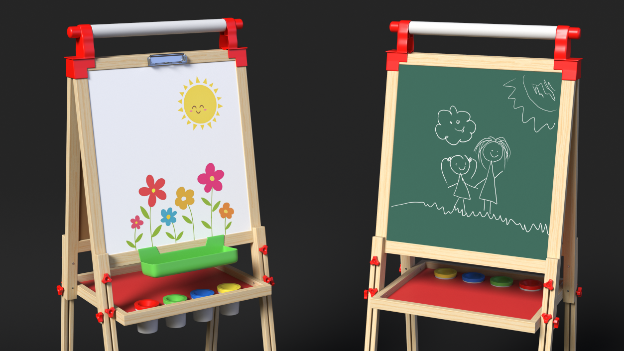 3D Easel Art Childrens Whiteboard 50 Inches with Picture model