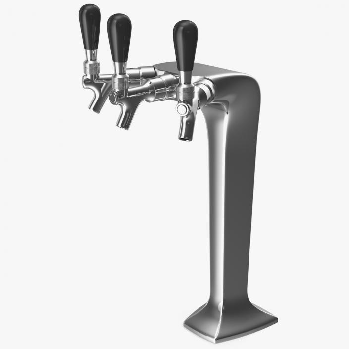 3D Triple Beer Tap Faucet Chrome Draft Beer Tower