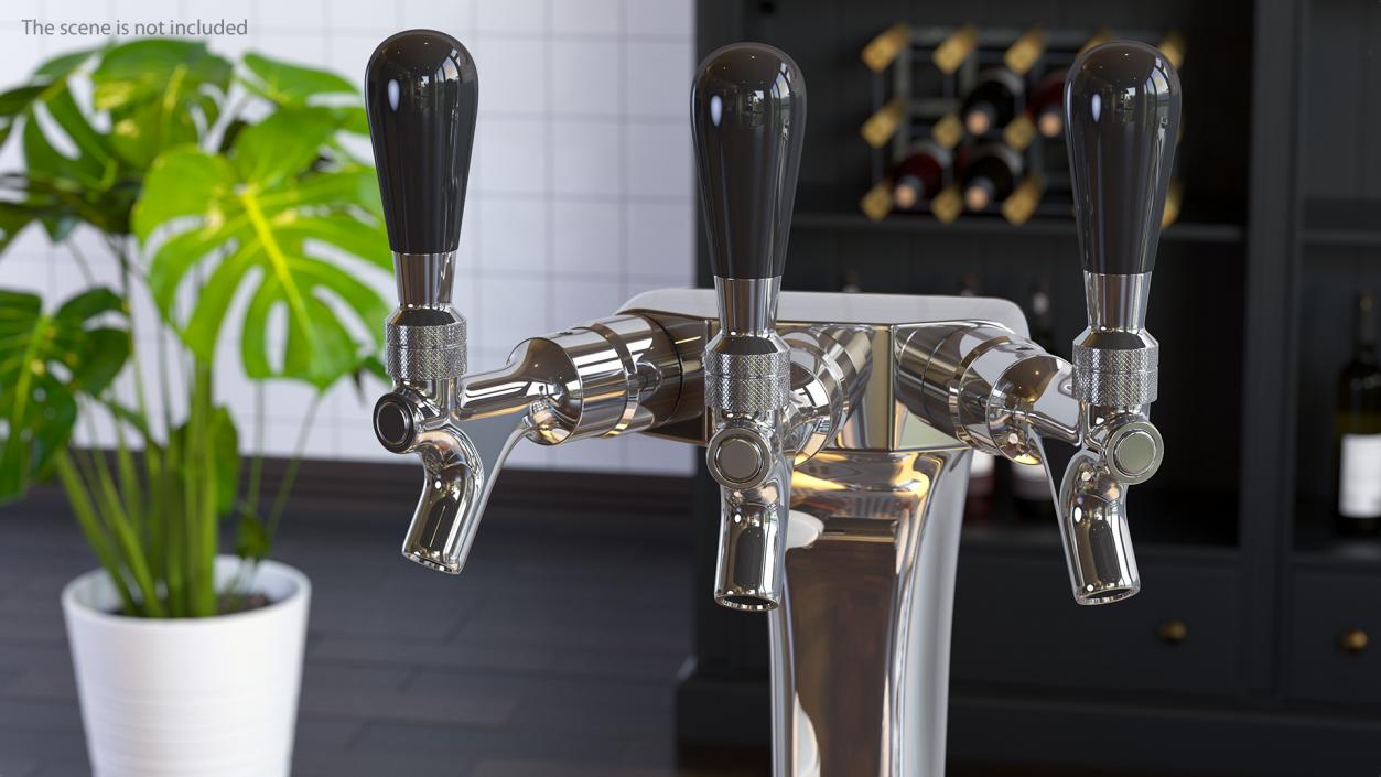 3D Triple Beer Tap Faucet Chrome Draft Beer Tower