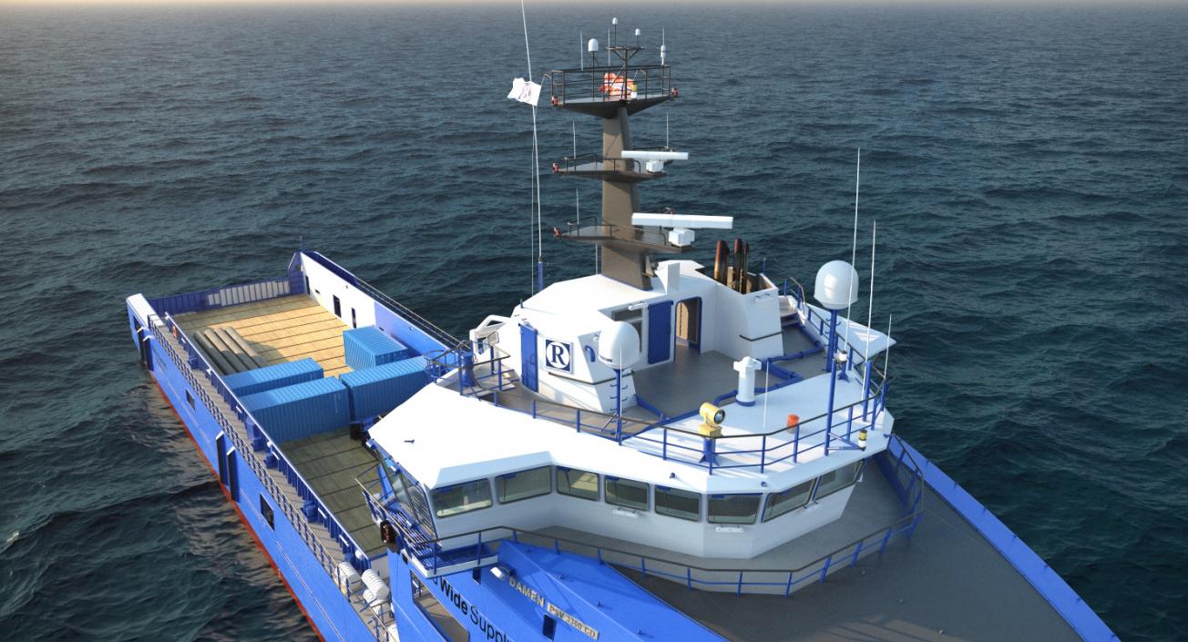 3D Platform Supply Vessel with Cargo model