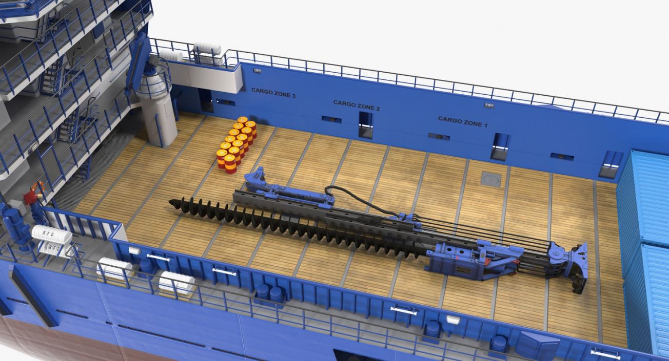 3D Platform Supply Vessel with Cargo model