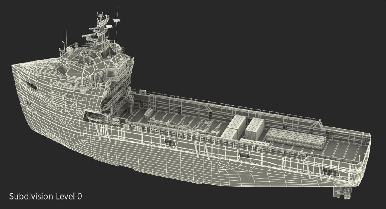 3D Platform Supply Vessel with Cargo model