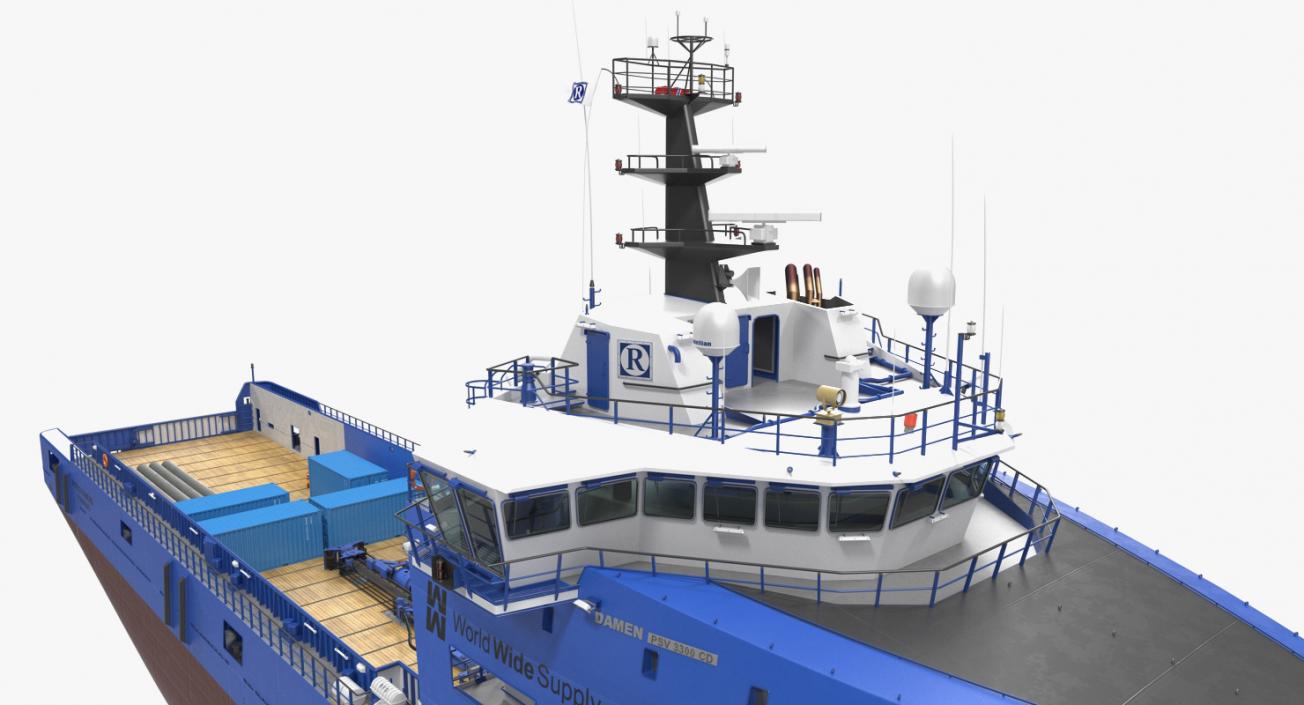 3D Platform Supply Vessel with Cargo model