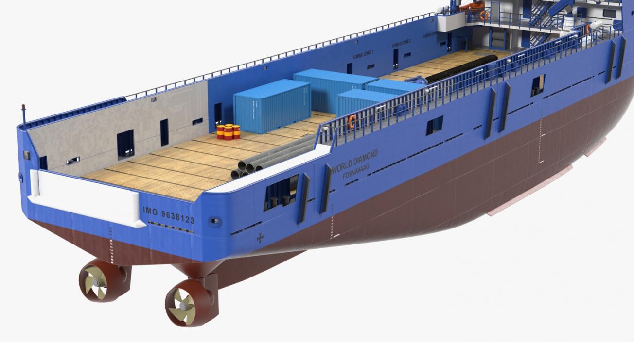 3D Platform Supply Vessel with Cargo model