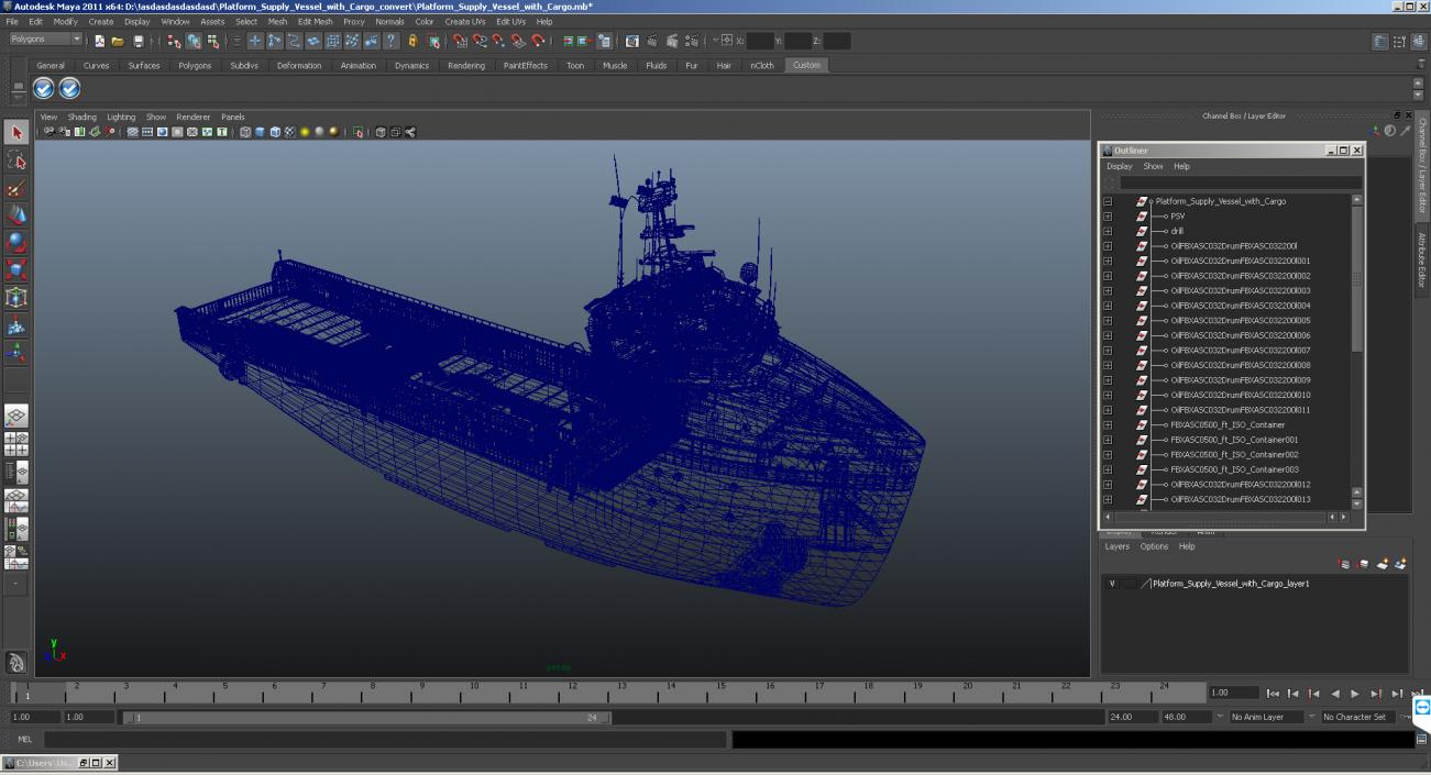 3D Platform Supply Vessel with Cargo model