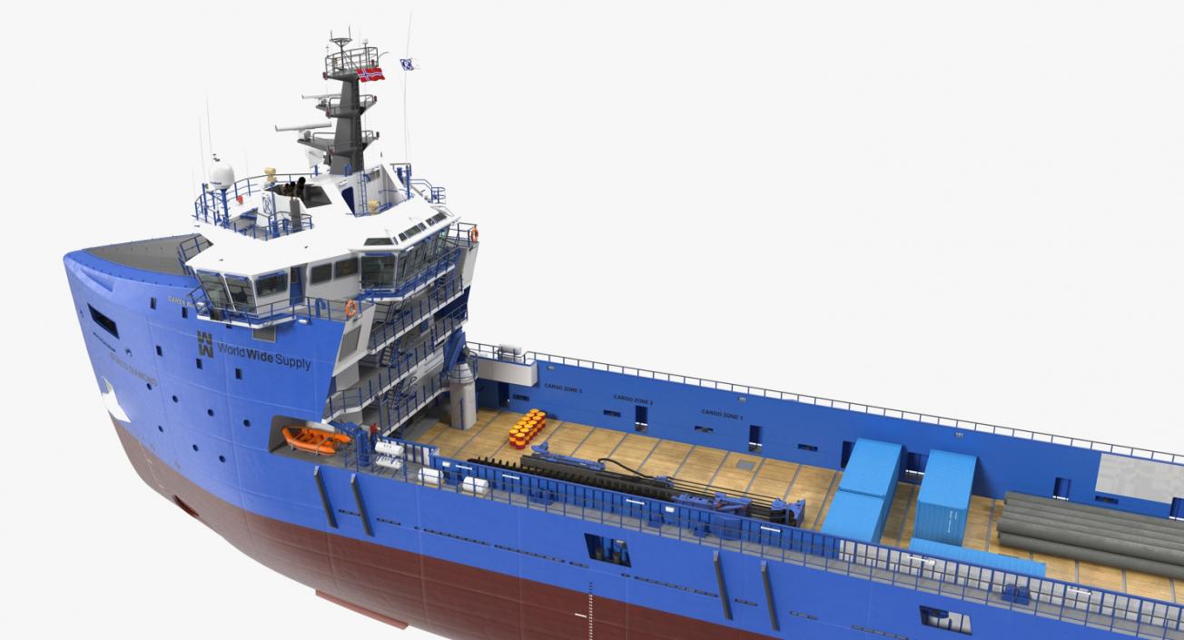 3D Platform Supply Vessel with Cargo model