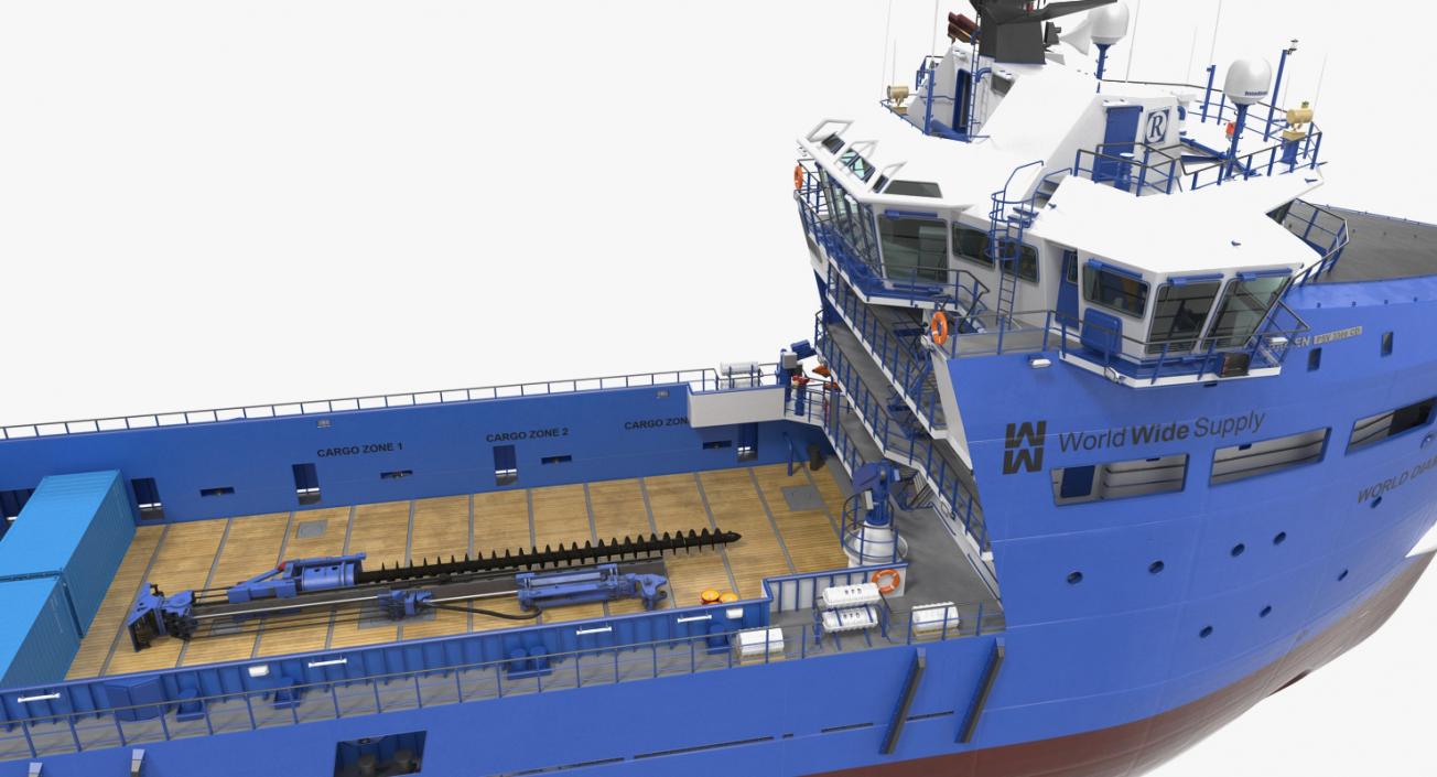 3D Platform Supply Vessel with Cargo model