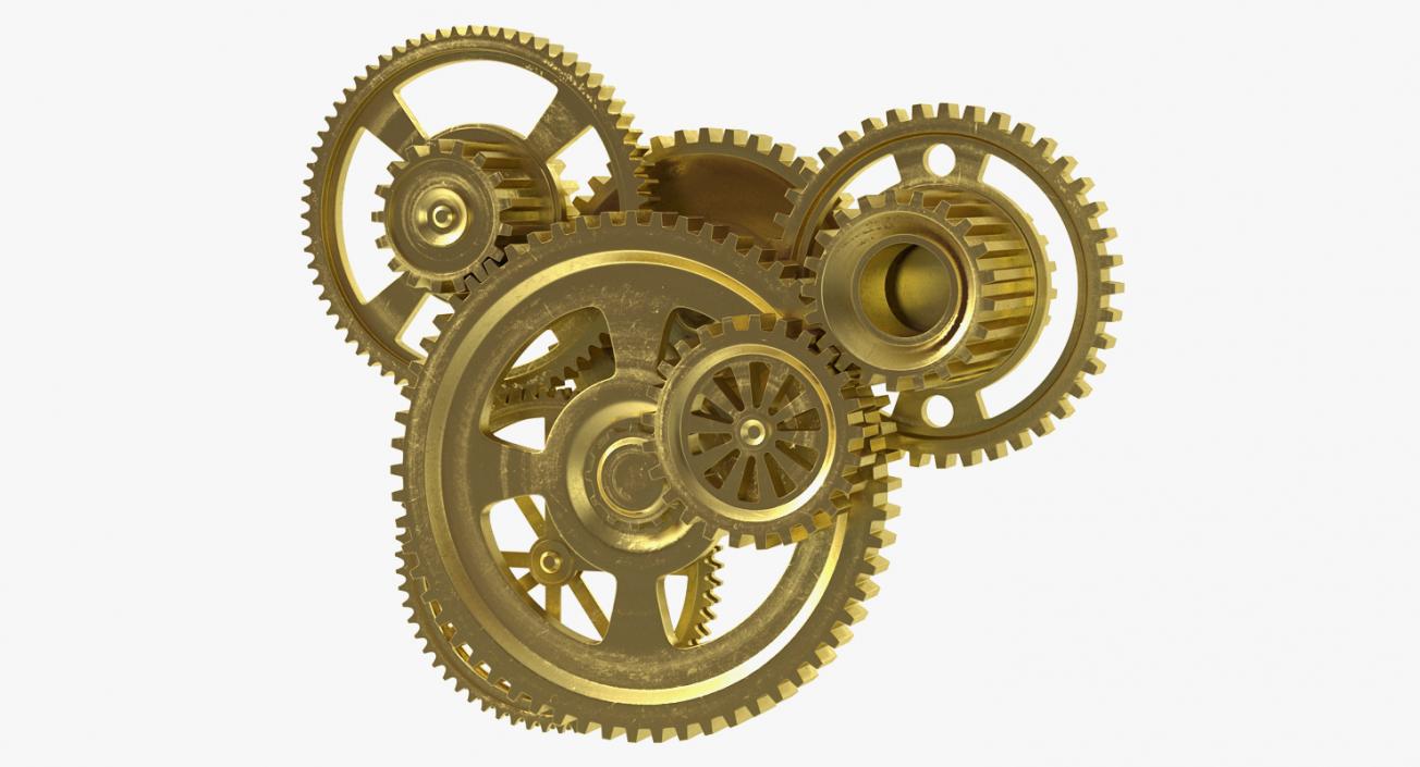 3D Abstract Gear Mechanism Brass Rigged