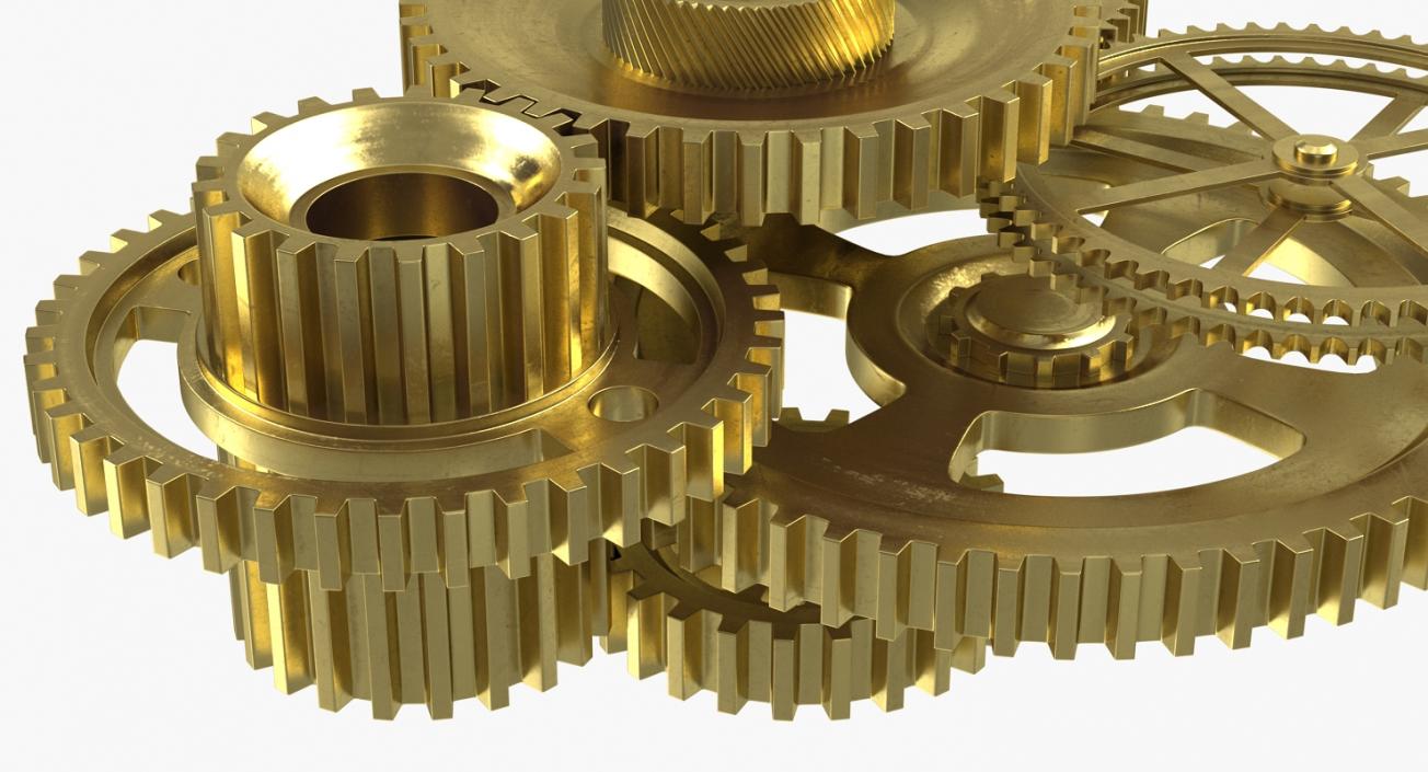 3D Abstract Gear Mechanism Brass Rigged