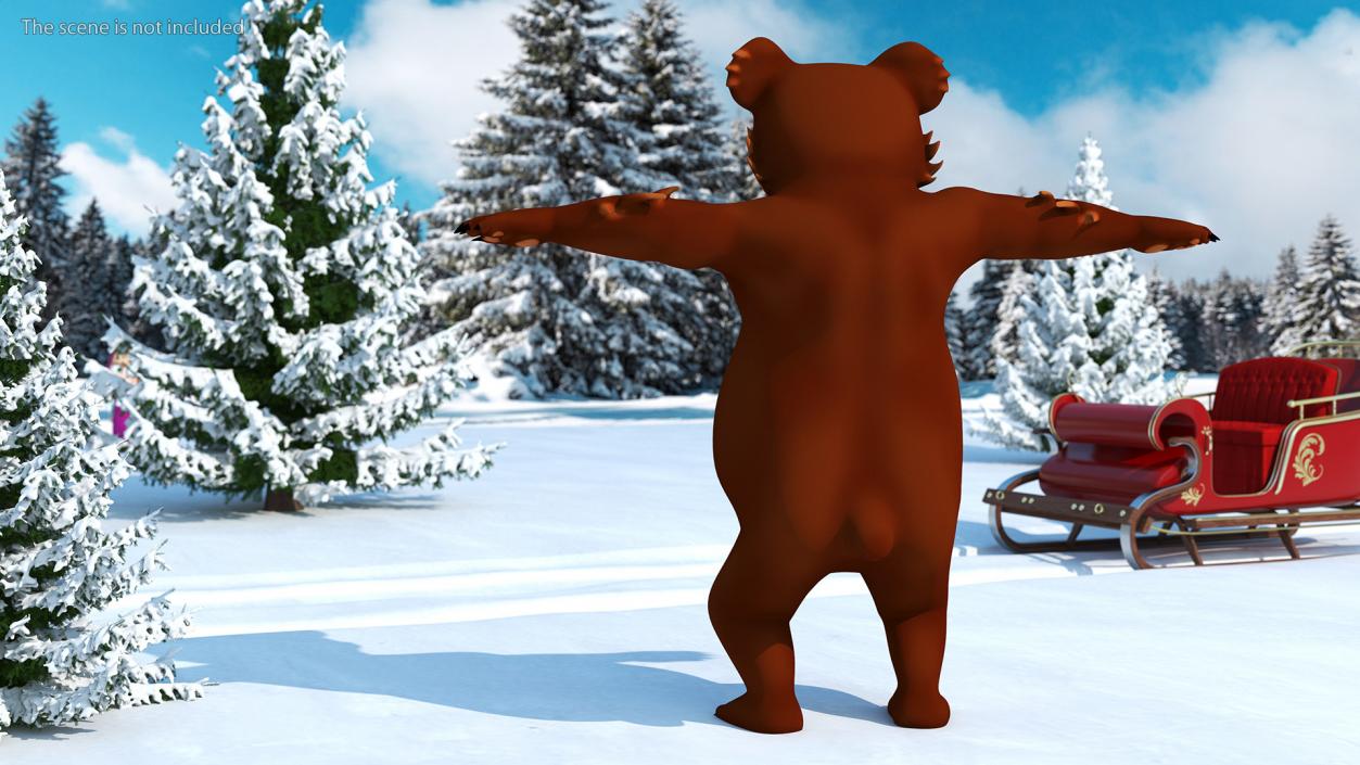 3D Funny Brown Bear Rigged model