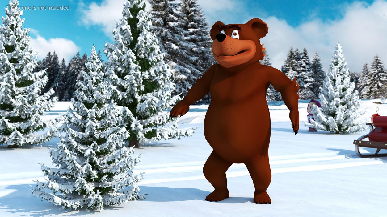 3D Funny Brown Bear Rigged model