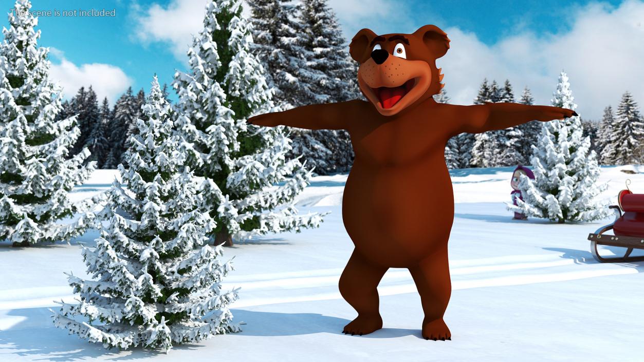 3D Funny Brown Bear Rigged model