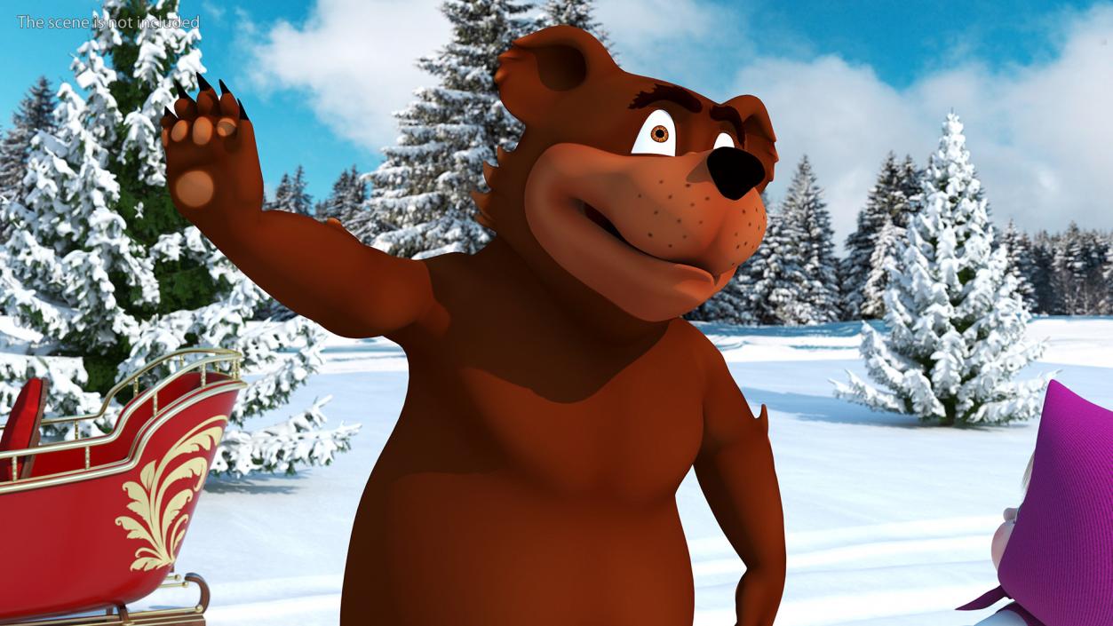 3D Funny Brown Bear Rigged model