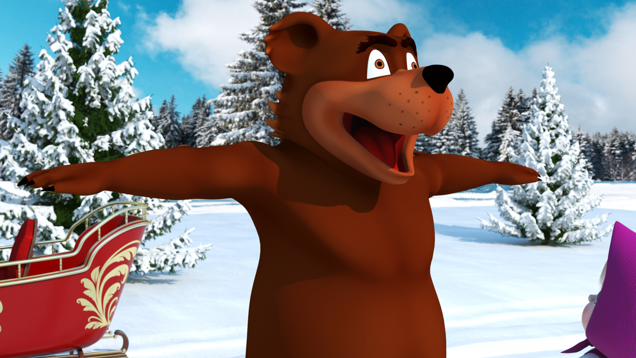 3D Funny Brown Bear Rigged model