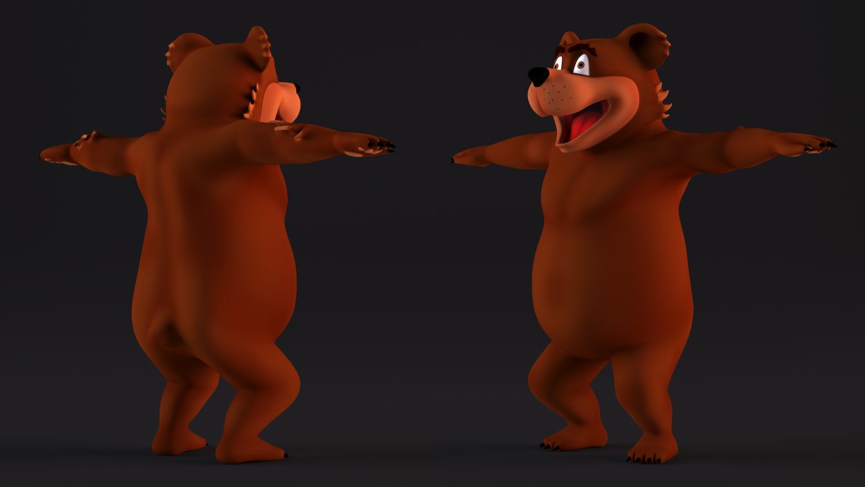 3D Funny Brown Bear Rigged model