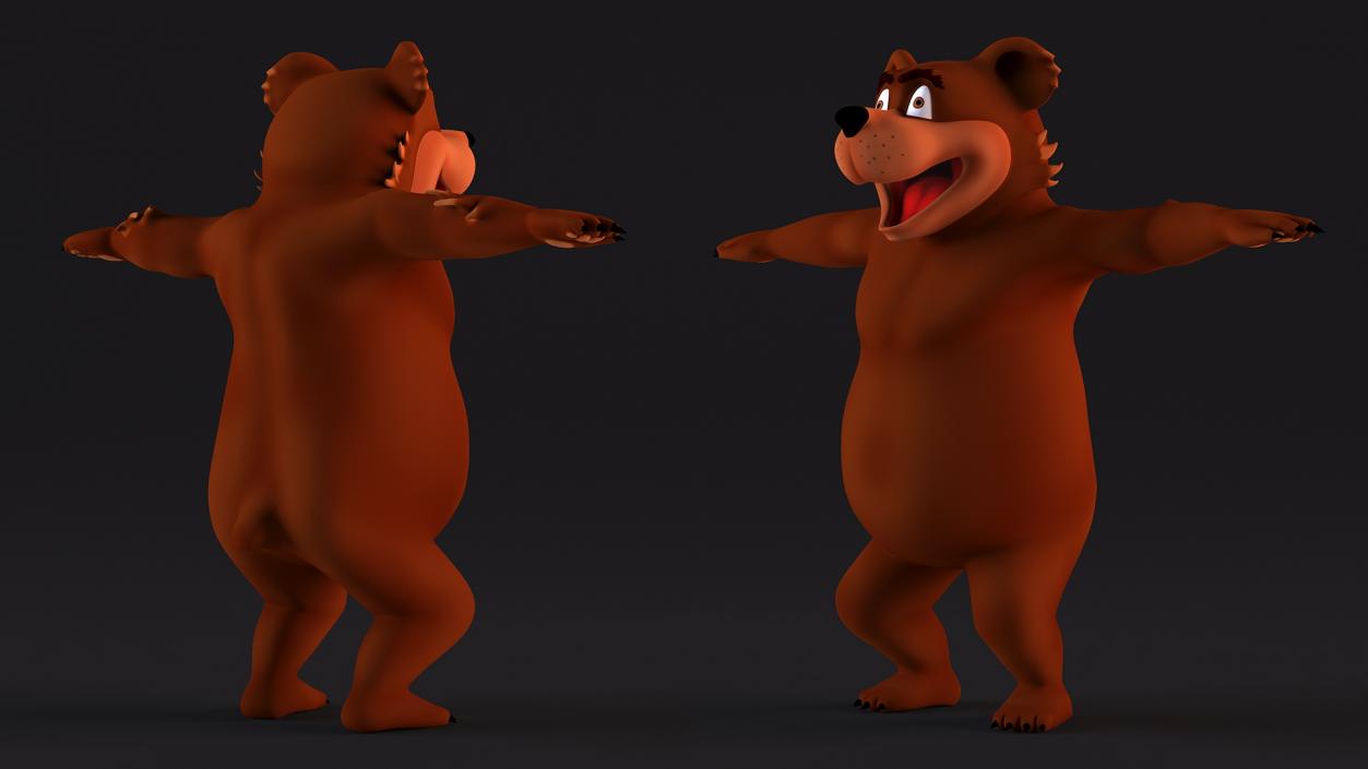 3D Funny Brown Bear Rigged model