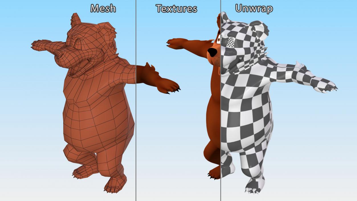 3D Funny Brown Bear Rigged model