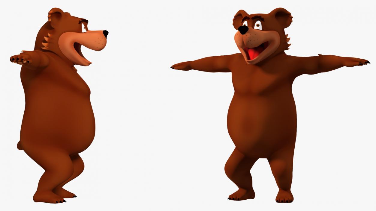 3D Funny Brown Bear Rigged model