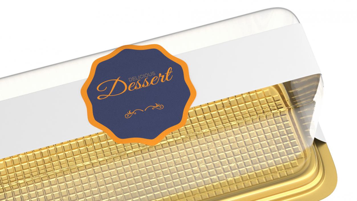 Disposable Cake Packaging Rectangular Gold 3D