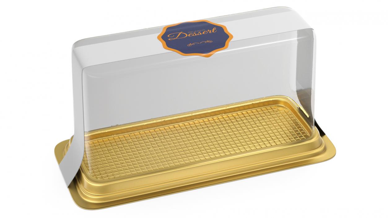 Disposable Cake Packaging Rectangular Gold 3D