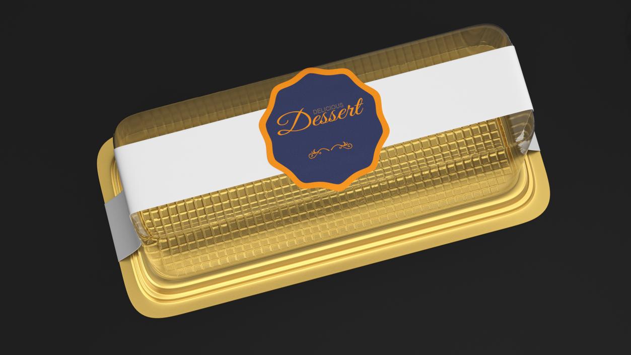 Disposable Cake Packaging Rectangular Gold 3D