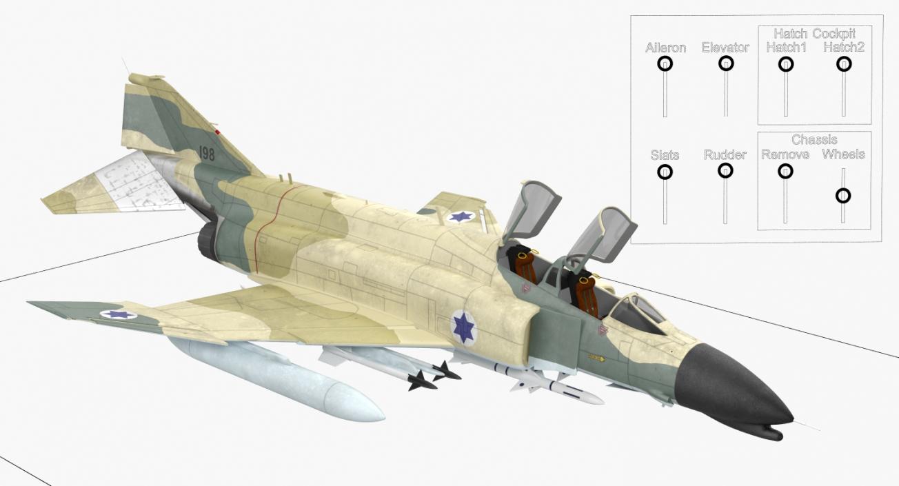 F-4E Kurnass Israeli Air Force Rigged 3D