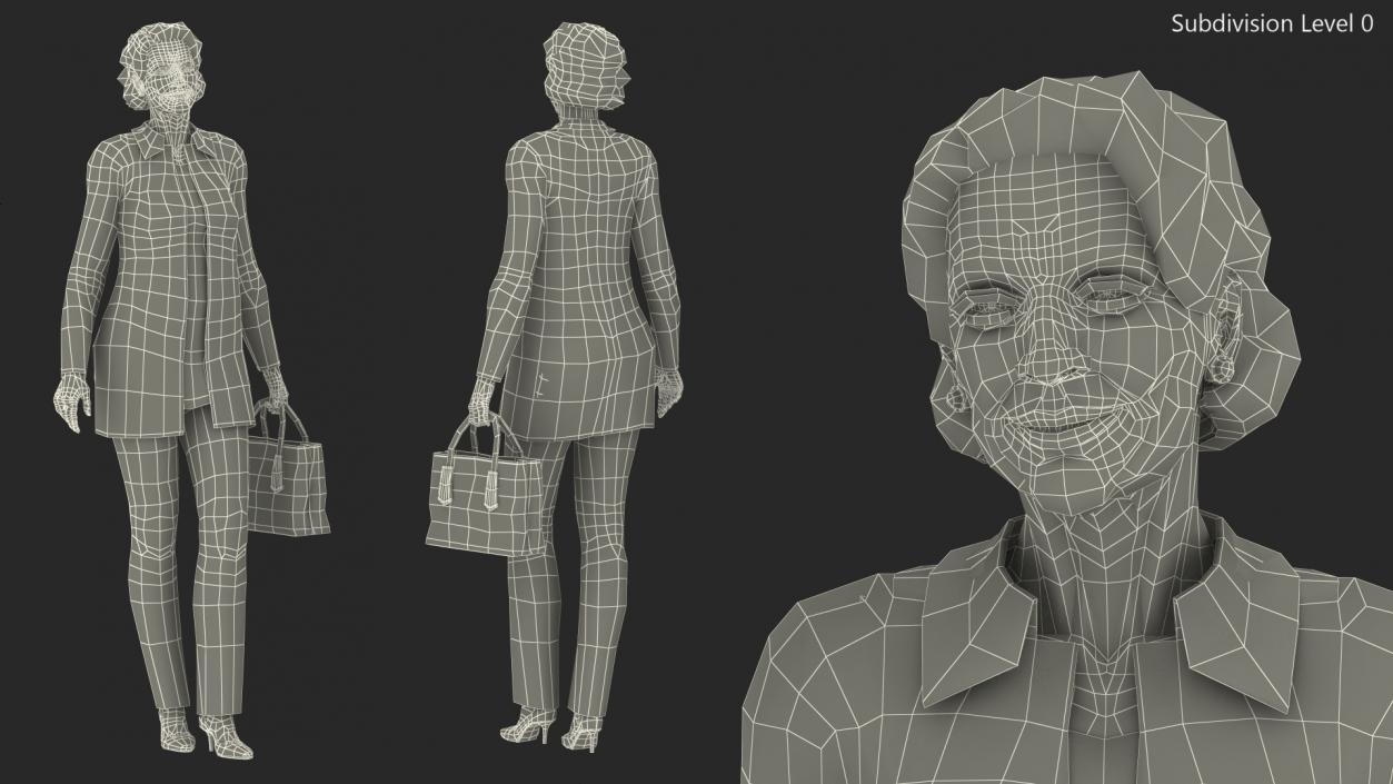 3D Elderly Woman wearing Casual Clothes