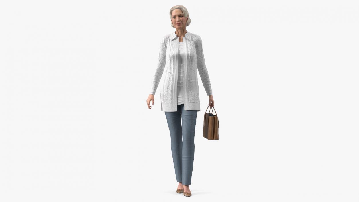 3D Elderly Woman wearing Casual Clothes