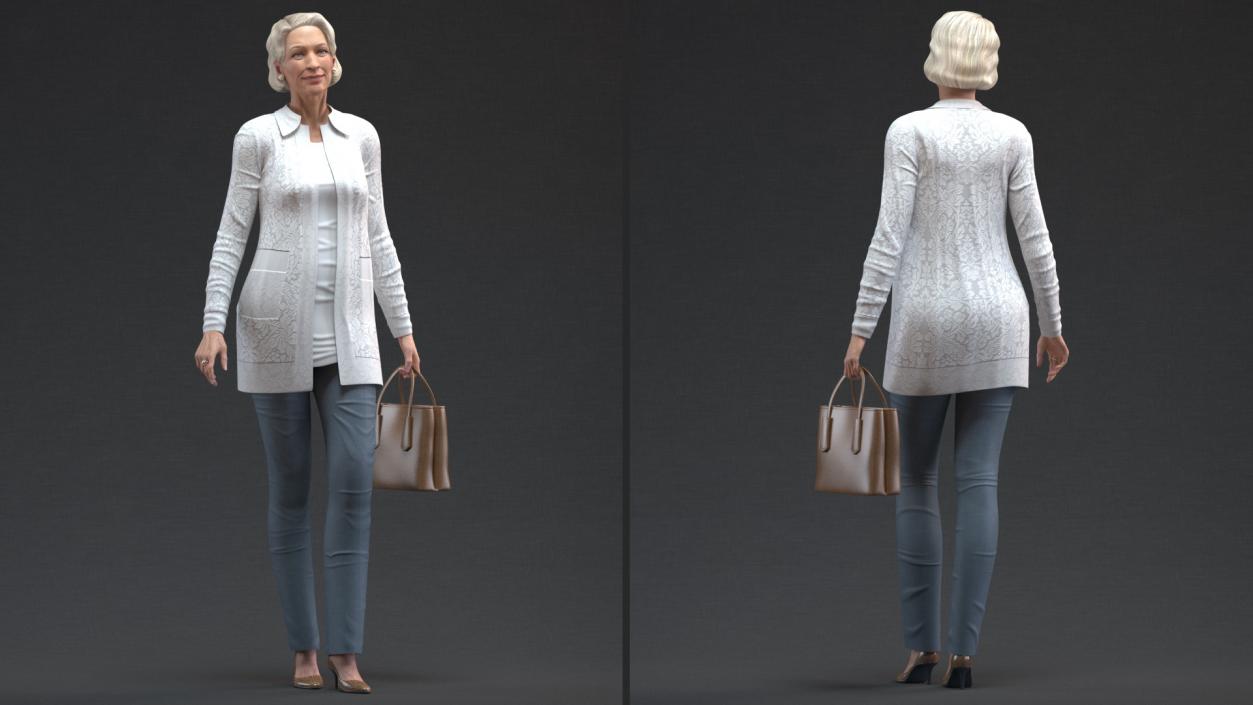 3D Elderly Woman wearing Casual Clothes