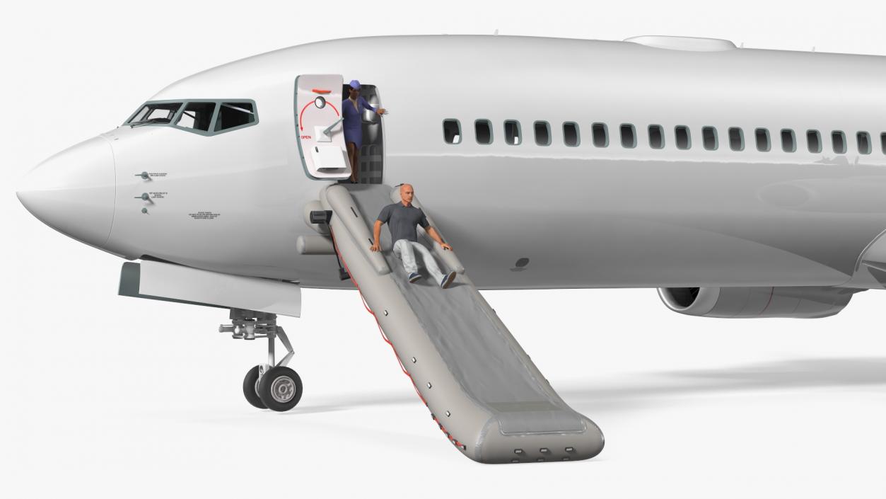 3D Airplane Evacuating People Rigged model