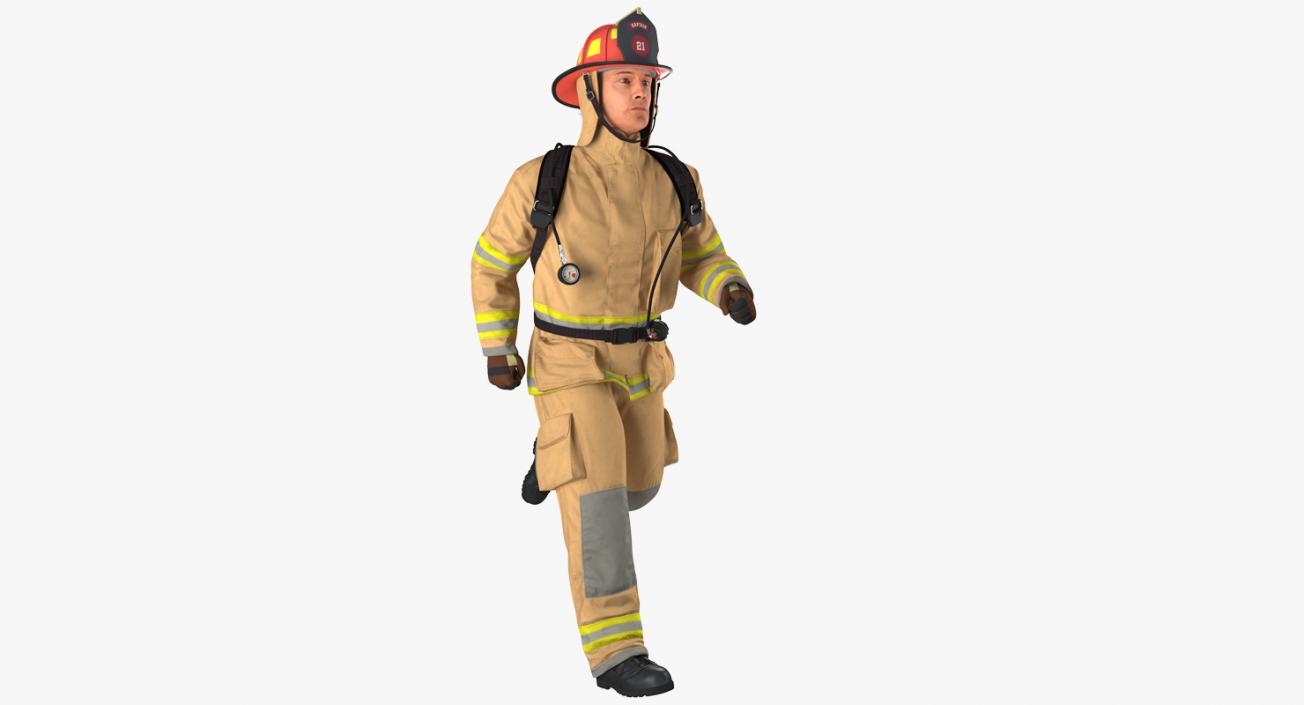 3D US Firefighter Rigged