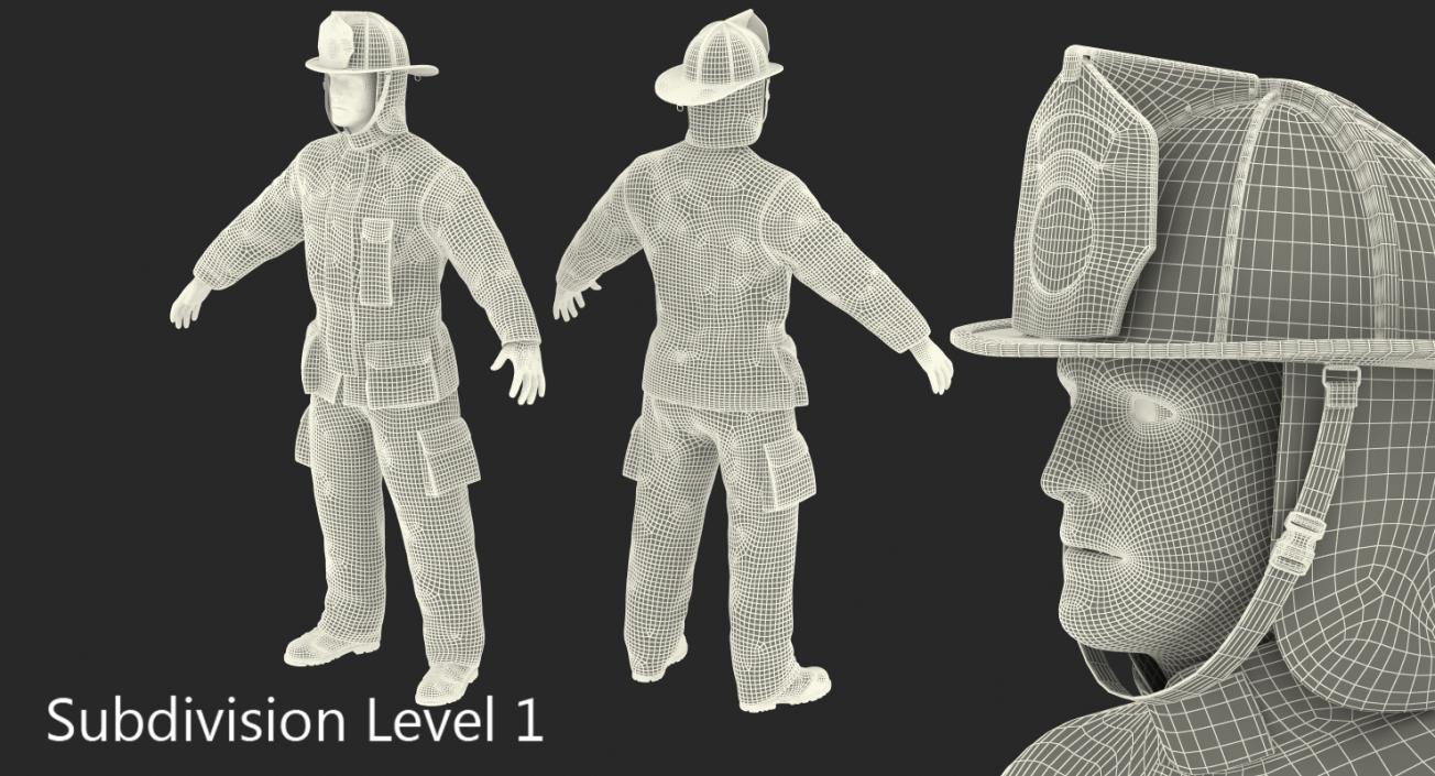 3D US Firefighter Rigged