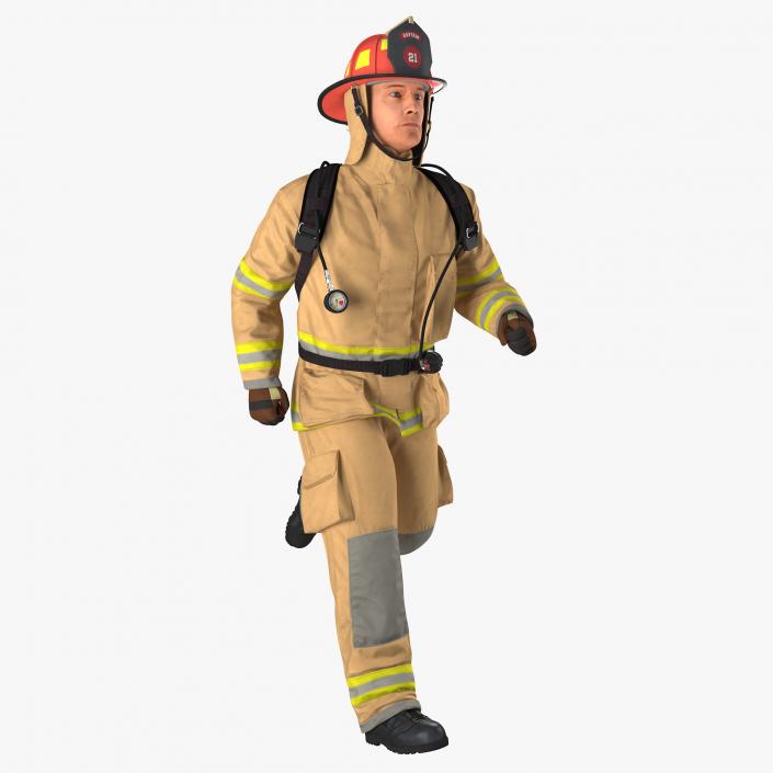 3D US Firefighter Rigged