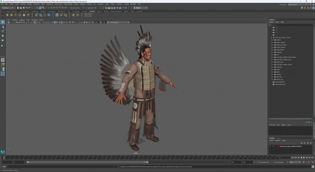 American Indian A-Pose 3D