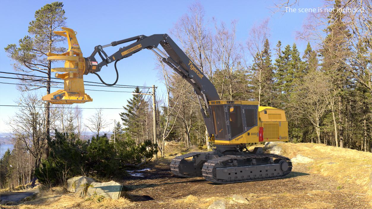 Tigercat 855D Tracked Feller Buncher Dirty 3D