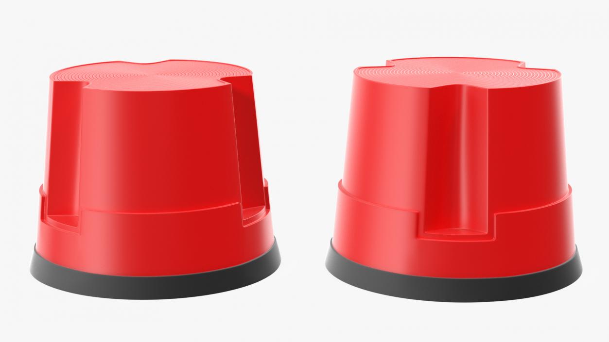 Mobile Kick Stool Plastic Red 3D model