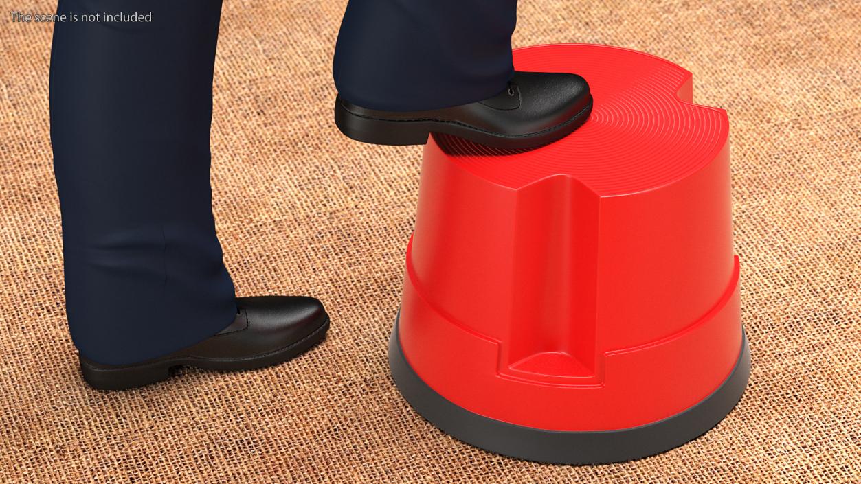 Mobile Kick Stool Plastic Red 3D model