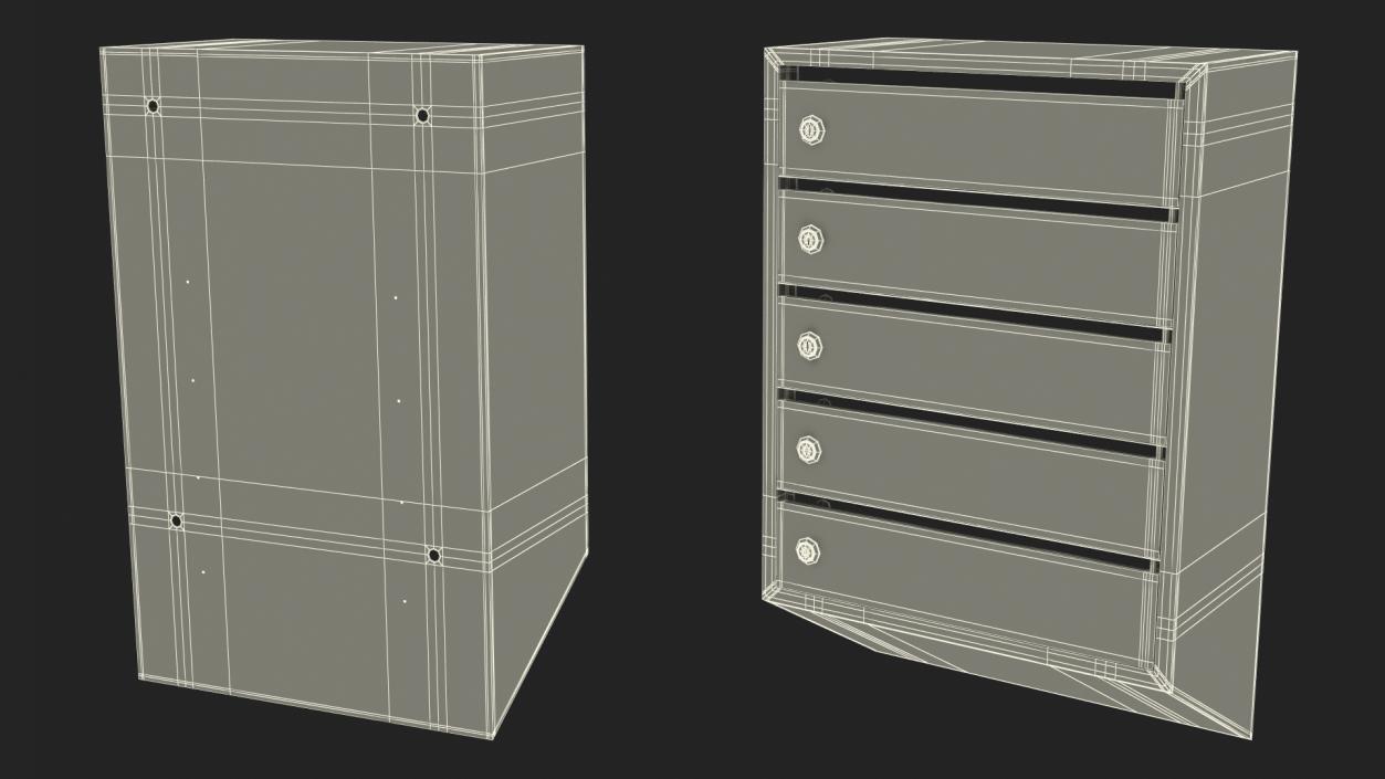 Apartment Mailboxes Grey 3D model