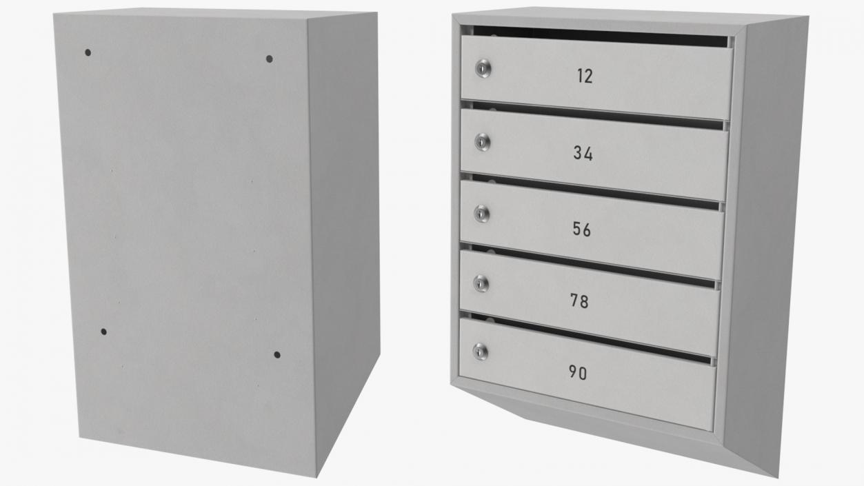 Apartment Mailboxes Grey 3D model