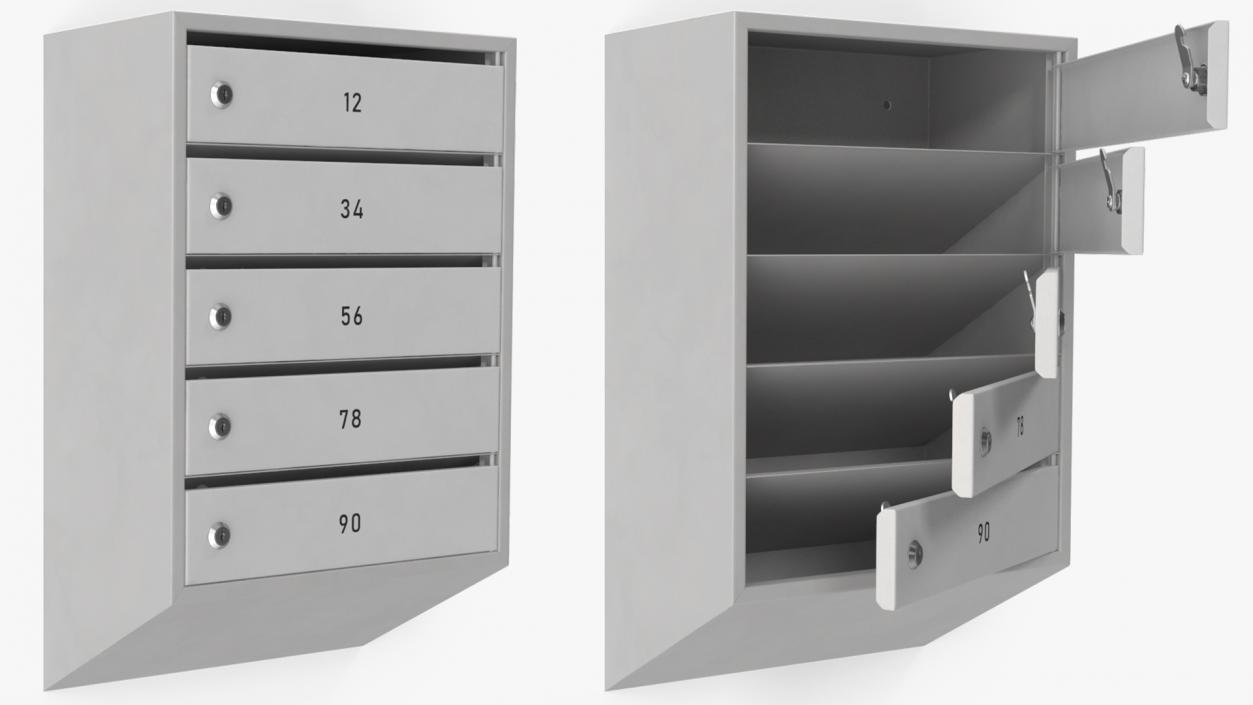 Apartment Mailboxes Grey 3D model