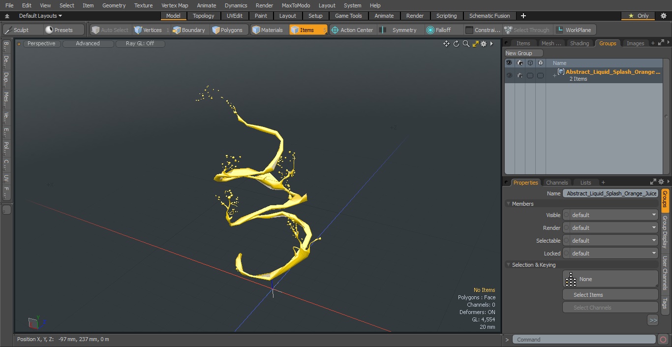 3D model Abstract Liquid Splash Orange Juice