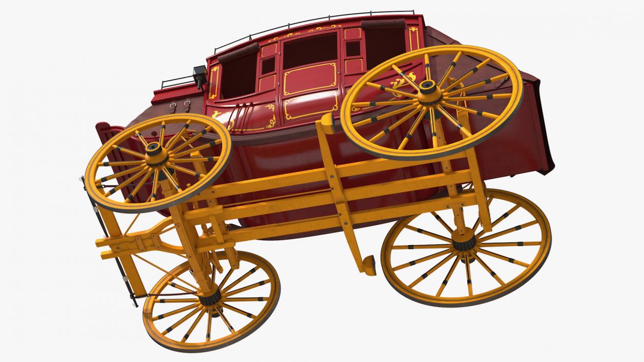 Four Horses with Stagecoach 3D