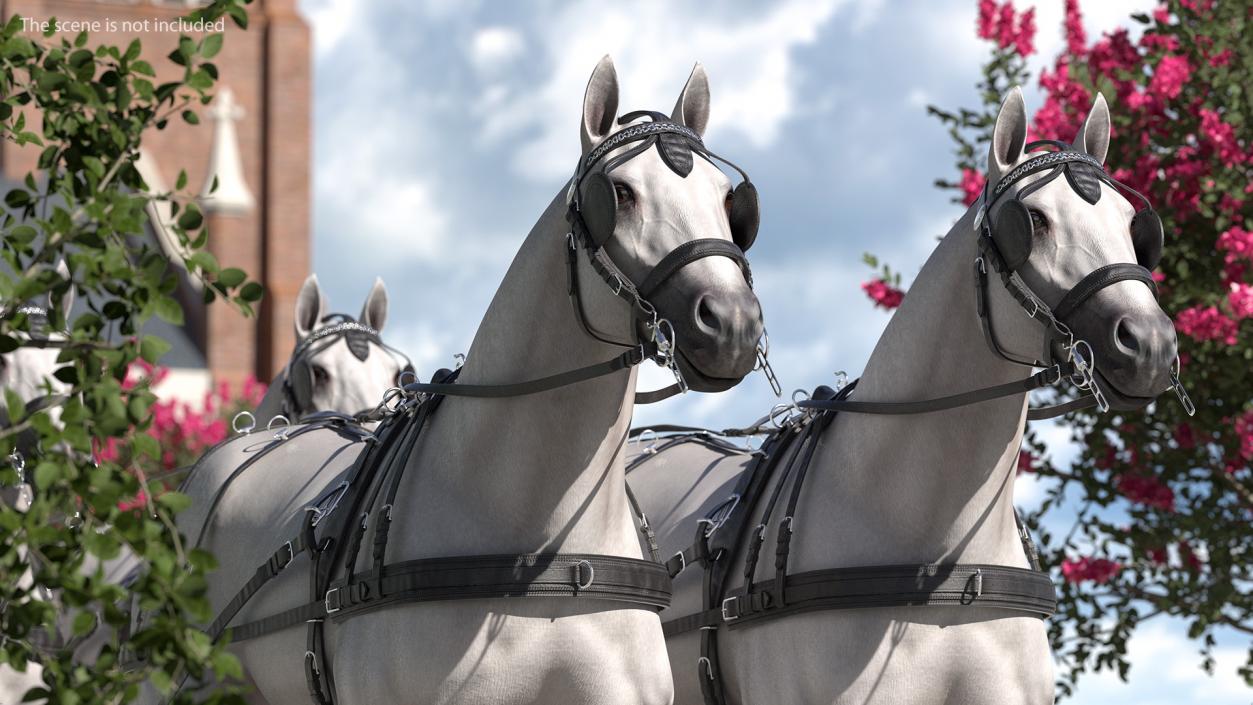 Four Horses with Stagecoach 3D