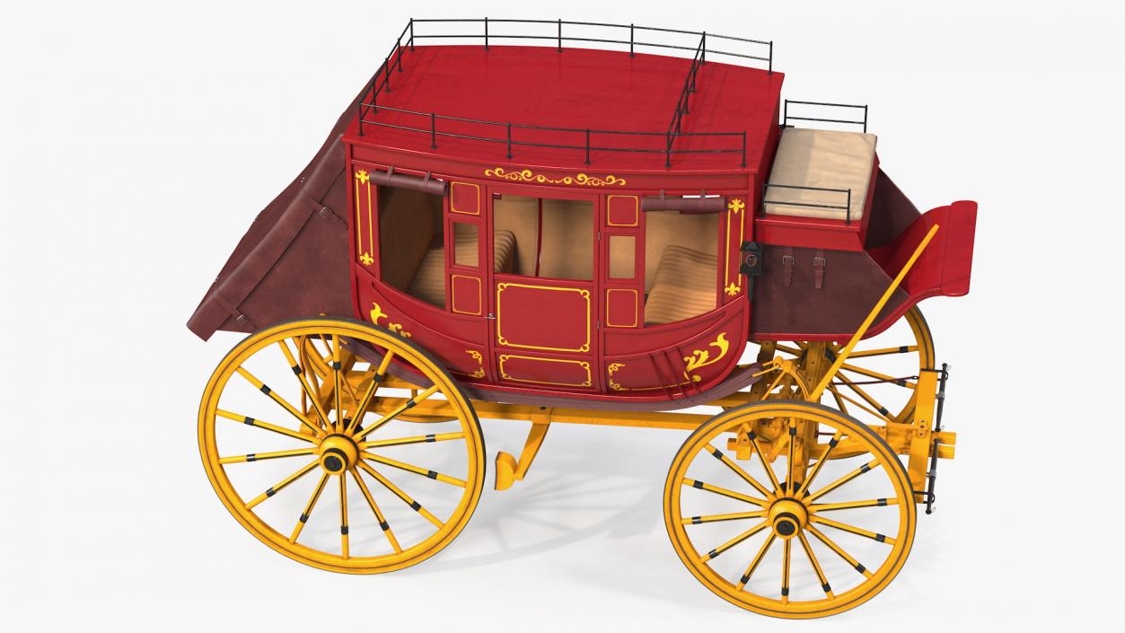 Four Horses with Stagecoach 3D