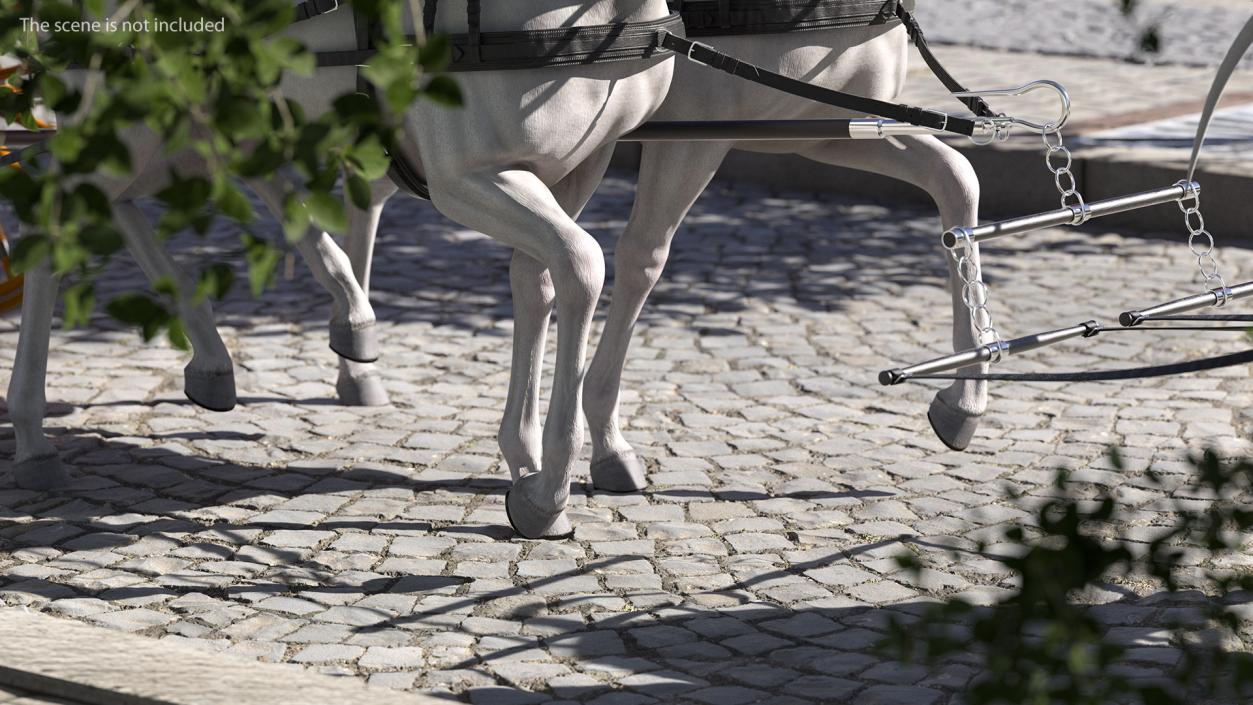 Four Horses with Stagecoach 3D